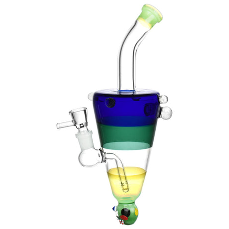 Ghoulish Glow in the Dark Lazy Glass Water Pipe, 10" Borosilicate, Front View on White