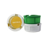 Giddy Glass & Silicone Ashtray in Sativa Design, 3" Size, 6pc Display with Silicone Lid