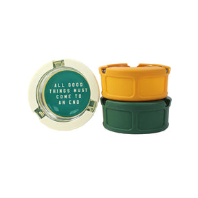 Giddy Glass & Silicone Ashtray, 3", 'Secrets' design, 6pc Display, Front View