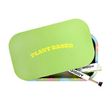 Giddy Rolling Tray Bundle with vibrant design, 10"x6" size, and 'PLANT BASED' text, top view