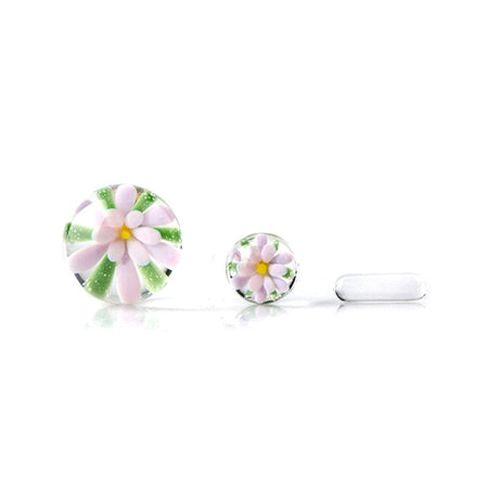 The Stash Shack Glass 3D Flower Terp Slurper Set in Green with Marble and Cap