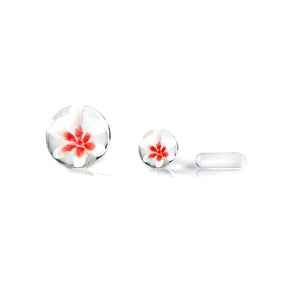 The Stash Shack Glass 3D Flower Terp Slurper Set in Red Variant - Front View