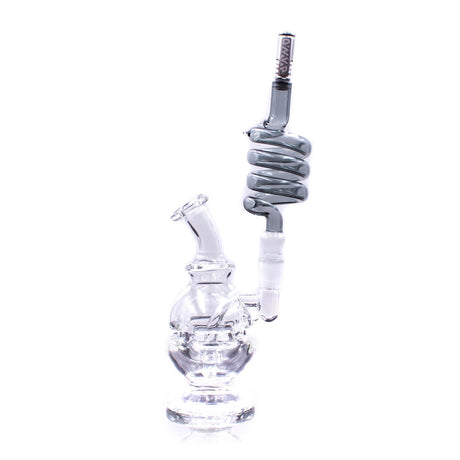 The Stash Shack Glass Coil Cooling Stem for DynaVap, front view on white background