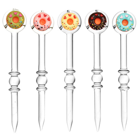 Assorted Glass Donut Dabber Set with Carb Cap, Borosilicate Glass, Front View