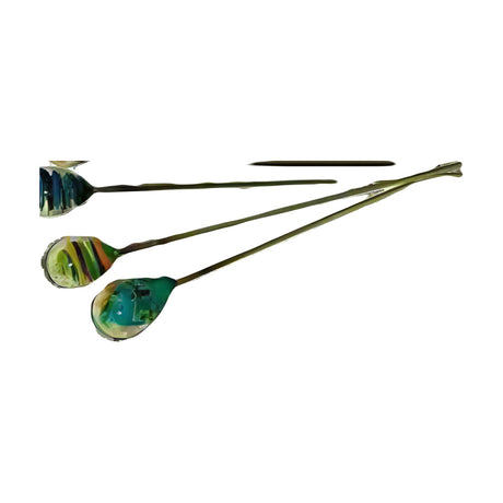 Assorted borosilicate glass hairpins/pokers for dab rigs, 3.5" length, with colorful glasswork