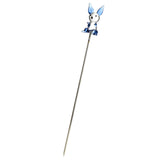 5" Glass Hairpin with Blue Bunny Design, Durable Borosilicate, for Dab Rigs - Front View