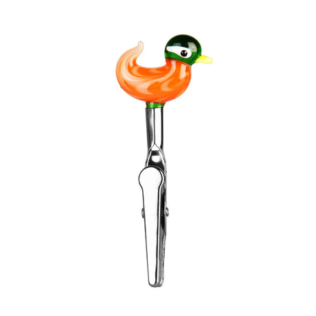 Colorful glass memo clip with duck design, 3" length, portable and compact, front view on white background