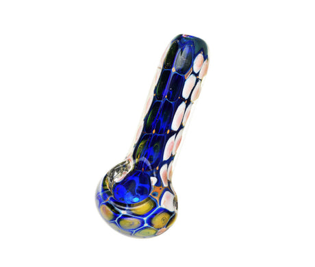 Borosilicate Glass Spoon Pipe with Viper Scales Design, 3.75" Compact Size, for Dry Herbs