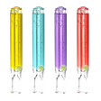 Assorted color Glass Taster Bats with Freezable Glycerin, front view on white background