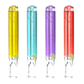 Assorted color Glass Taster Bats with Freezable Glycerin, front view on white background