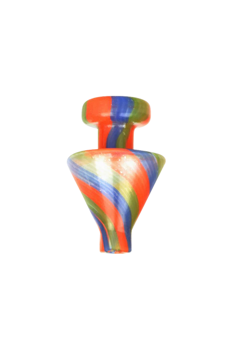 Colorful borosilicate glass triangle cone carb cap for dab rigs, 29mm joint size, front view
