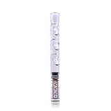 Glass XL Cooling Stem for DynaVap, clear with spiral design, front view on white background
