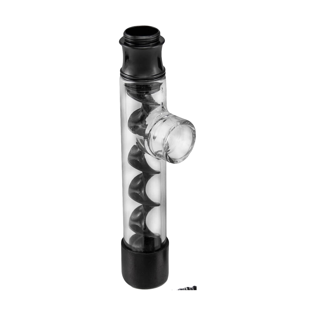 7Pipe Twisty Glass Blunt by PILOT DIARY with cleaning brush, front view on white background