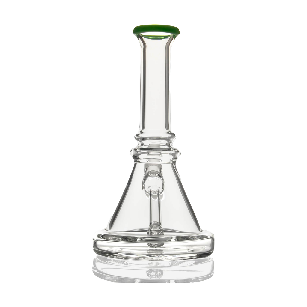 PILOT DIARY 7'' Glass Beaker Base Bong Front View with Green Accents