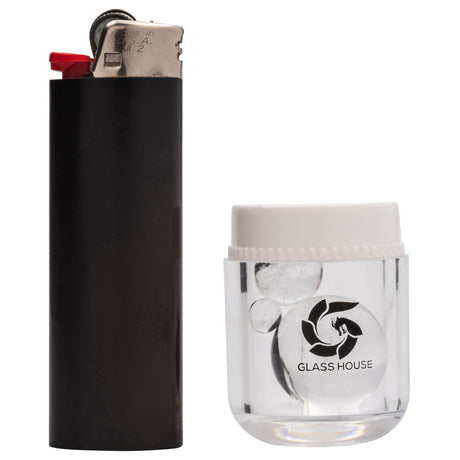 Glasshouse Dichro Galaxy Terp Kit with Carb Cap next to lighter for scale