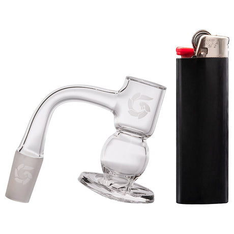 Glasshouse Egg Turbo Cyclone Quartz Banger Kit side view with lighter for scale