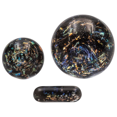Glasshouse Galaxy Marble and Capsule Terp Kit with intricate cosmic design, top and side view