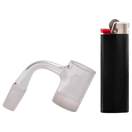 Glasshouse Opaque Crusher Quartz Banger with 9mm thick base beside a lighter for scale