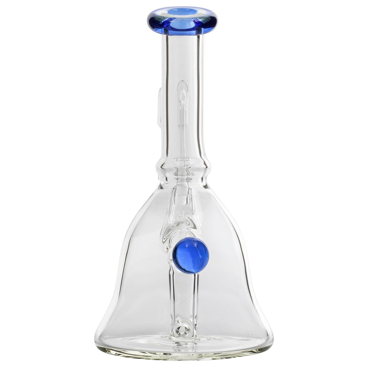 Glassic Bell Rig with Blue Marble, Clear Borosilicate Glass, Front View
