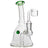 Glassic Bell Rig with green marble, clear borosilicate glass, side view on white background