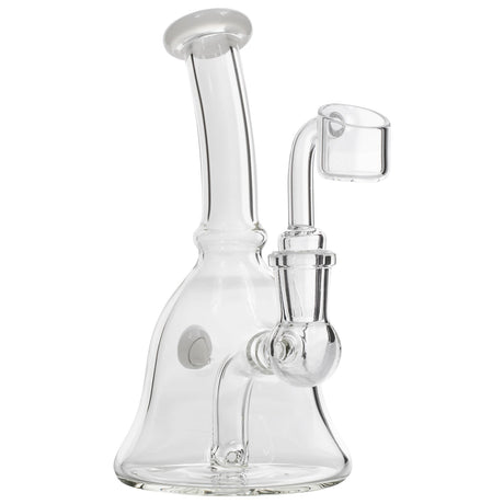 Glassic Bell Rig with Marble Accents, Clear Borosilicate Glass, Compact Design, 14mm Female Joint, Front View