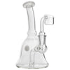 Glassic Bell Rig with Marble Accents, Clear Borosilicate Glass, Compact Design, 14mm Female Joint, Front View