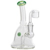 Glassic Bell Rig with green marble accents, compact design for easy travel, front view on white background