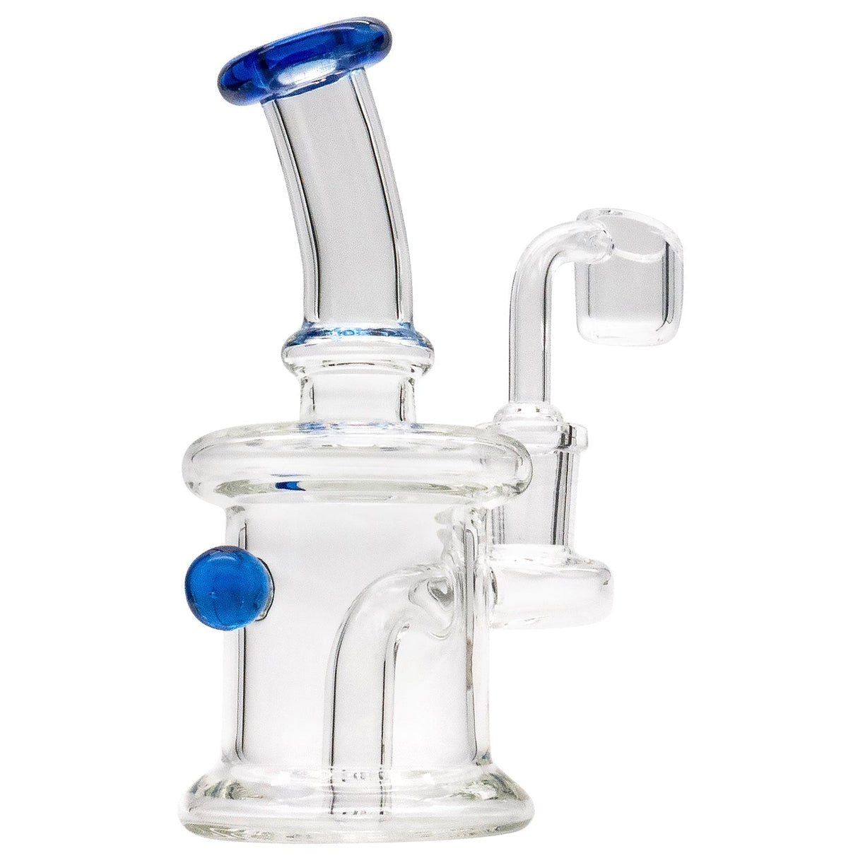 Glassic Compact Barrel Banger Hanger Rig with blue accents, front view on white background
