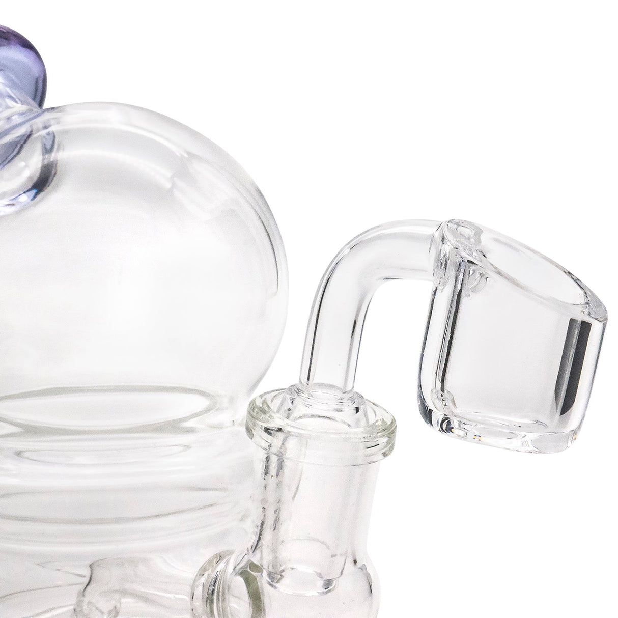 Glassic Compact Globe Banger Hanger Dab Rig close-up, 90 Degree 14mm Female Joint