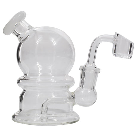 Glassic Compact Globe Banger Hanger Dab Rig in Frost, 90 Degree Joint, Side View