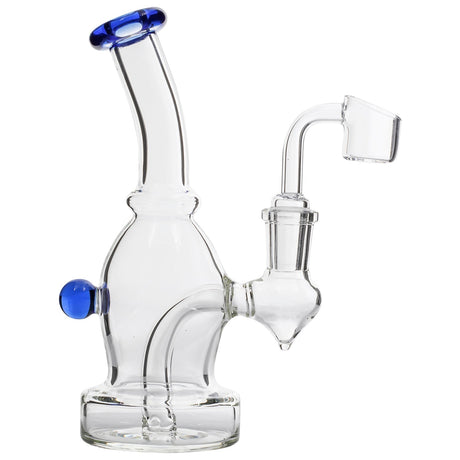 Glassic Curved Dab Rig with Blue Accents and Banger Hanger Design, Front View