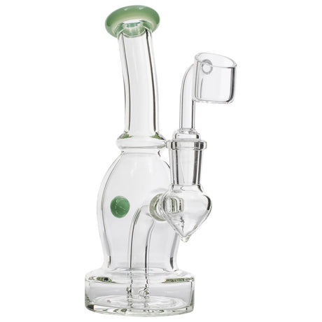 Glassic Curved Dab Rig with Sage Accents and Banger Hanger Design, Front View