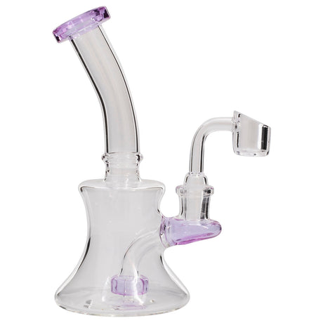 Glassic Hourglass Dab Rig with Amethyst Accents and Quartz Banger, Side View