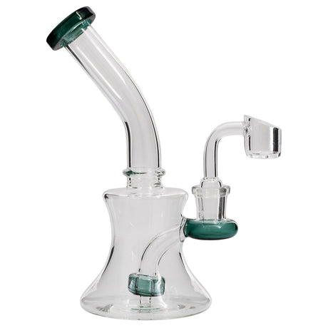 Glassic Hourglass Dab Rig with Aqua Accents and Quartz Banger, Front View