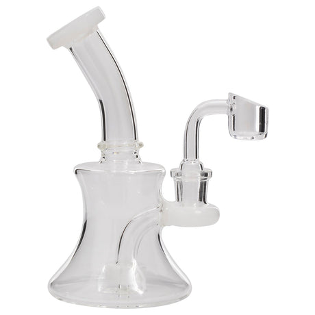 Glassic Hourglass Dab Rig with Frost Accents and Quartz Banger Side View