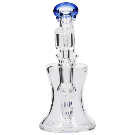 Glassic Marble-Studded Dab Rig with Blue Accents, 14mm Joint, Borosilicate Glass, Front View