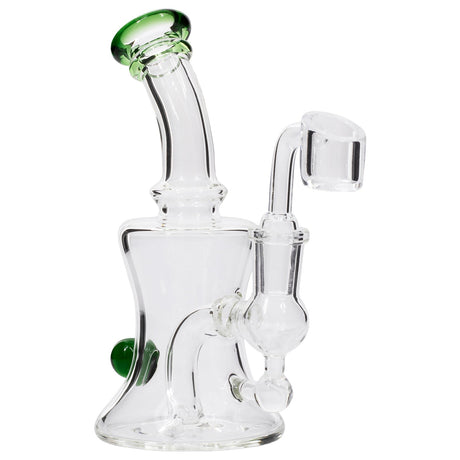Glassic Marble-Studded Dab Rig with Emerald Accents and Banger Hanger, Compact Design