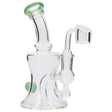 Glassic Marble-Studded Dab Rig with Jade Accents, Compact Design, Front View on White Background