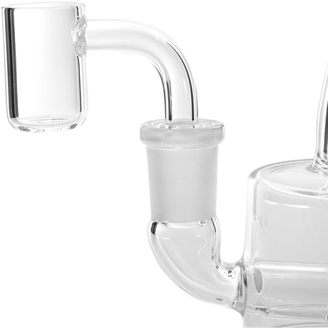 Glassic Mini Inline Dab Rig with Banger Hanger design, 14mm Female Joint, side view on white