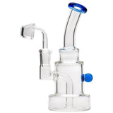 Glassic 6.5" Stacked-Cake Dab Rig with Blue Accents and 90 Degree Banger Hanger