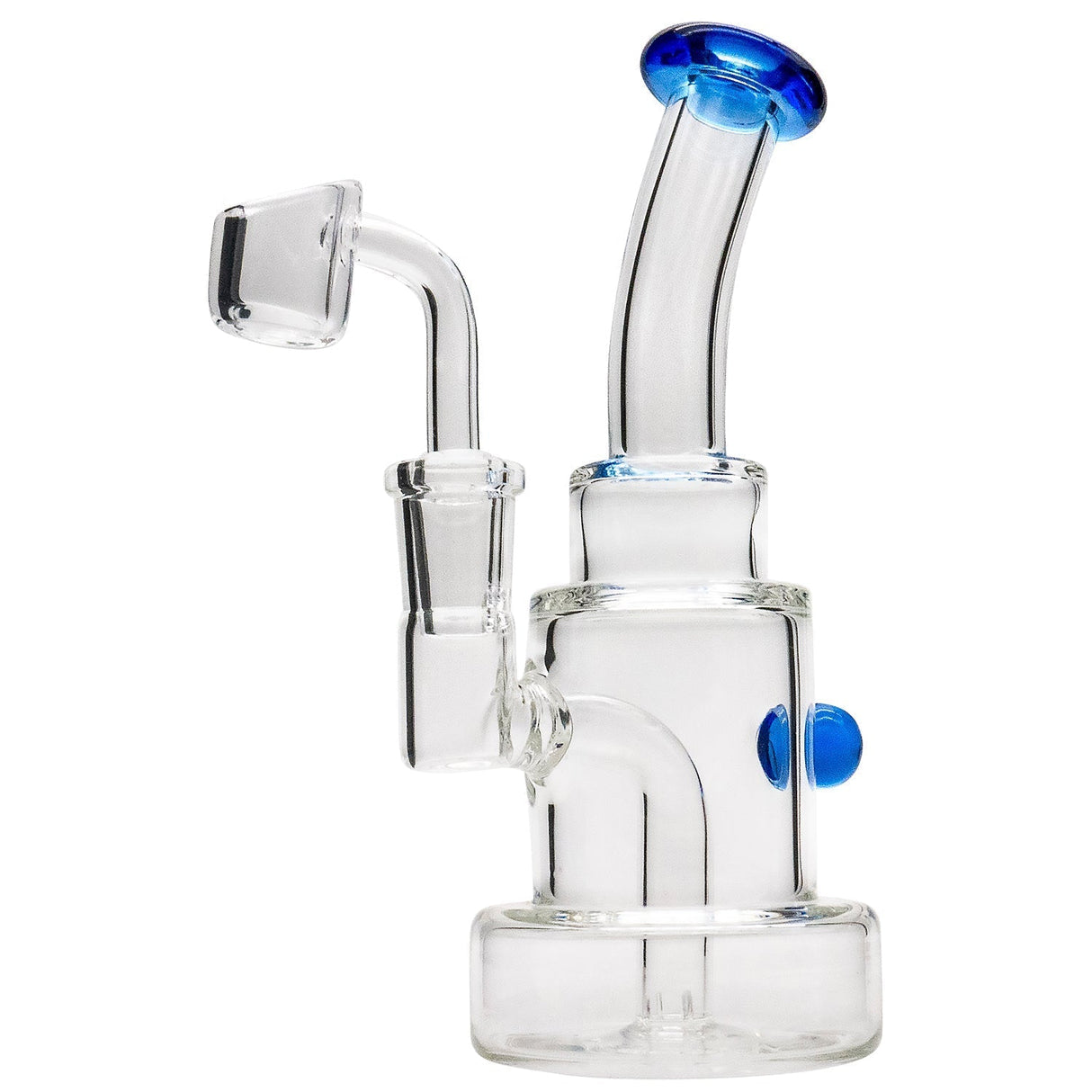 Glassic Stacked-Cake Dab Rig with Blue Accents, 90 Degree Joint, Front View