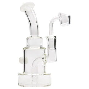 Glassic Stacked-Cake Dab Rig with Frost Accents, 90 Degree Joint, Front View on White Background