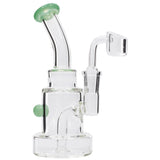 Glassic Stacked-Cake Dab Rig with Green Accents and 90 Degree Banger Hanger