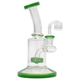 Glassic's "Spritz" 6.5" Dab Rig with Green Shower-head Perc, Front View