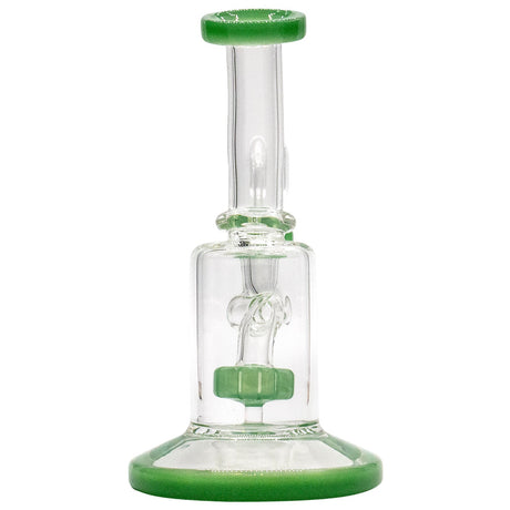 Glassic's "Spritz" 6.5" Dab Rig with green shower-head perc, front view on white background