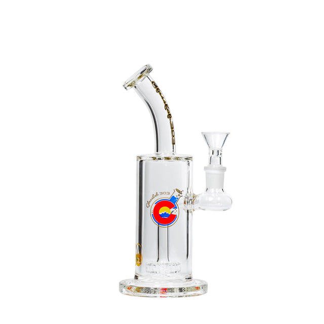 GlassLab 303 Clear Banger Hanger Dab Rig with Circle Percolator, 8" Height, Front View