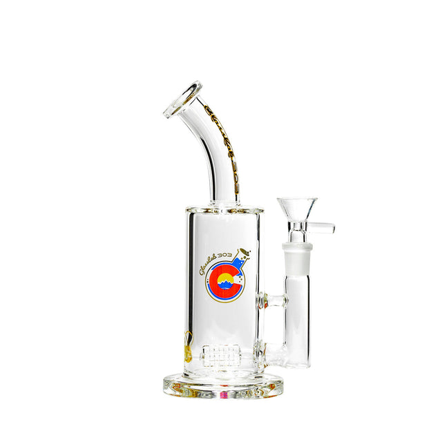 GlassLab 303 Clear Banger Hanger Dab Rig with Inline Matrix Percolator, Front View