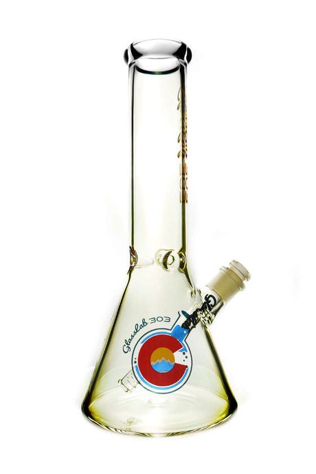 GlassLab 303 Silver Fumed 12" Beaker Bong with Ice Pinch and 14mm Bowl