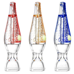 Colorful Glitter Bomb Freezable Glycerin Taster Bats, Portable 4.25" Hand Pipes for Dry Herbs, Front View