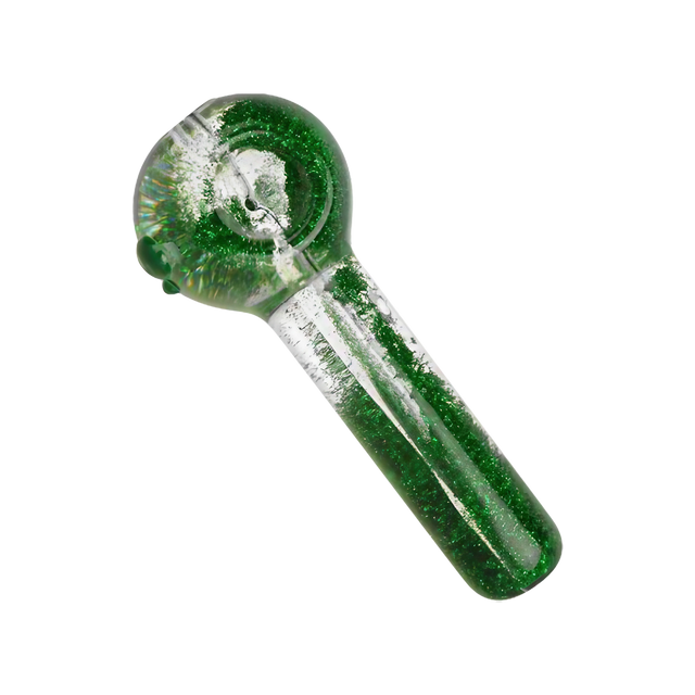 Glitter Spoon Liquid Hand Pipe, 5" Borosilicate Glass, for Dry Herbs, Top View